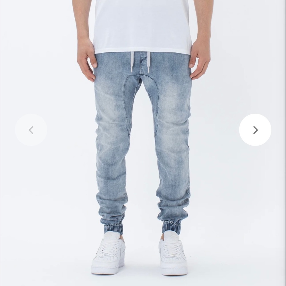 Zanerobe mens Sureshot Denim Jogger Mid Blue